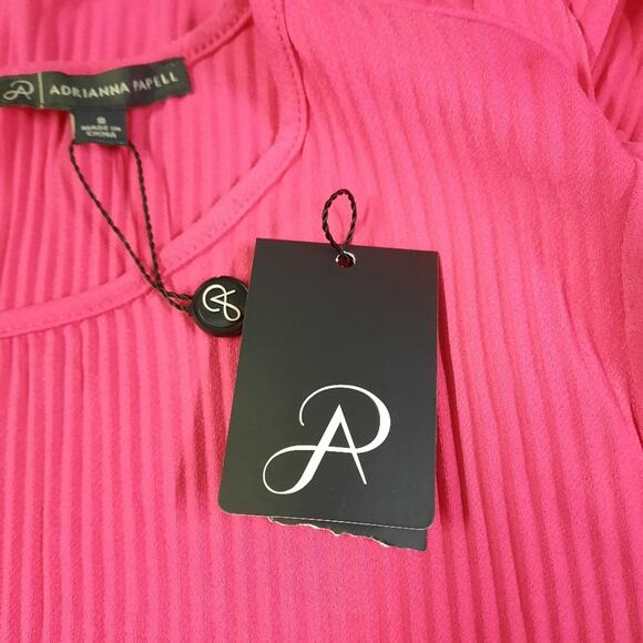 Adrianna Papell Blouse Womens Small Pink Long Sleeve Knit Trapeze Top Oversized - Picture 4 of 10